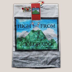 NEW "High From Colorado" by Linda Drake Dish Tea Towel COLORADO ARTIST Mountains
